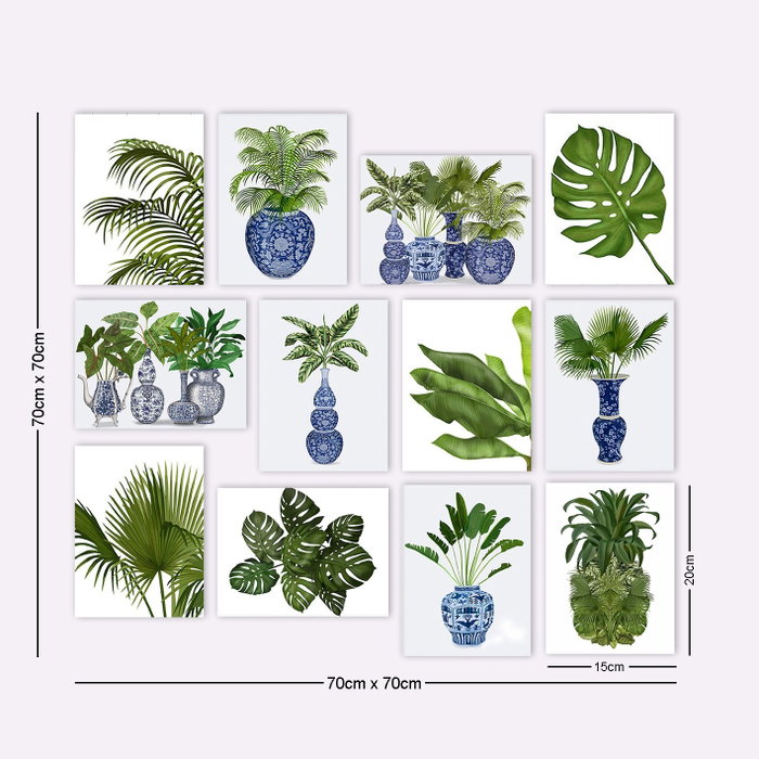 Wallity Set de 12 Cuadros Decorativos MDF Multicolor